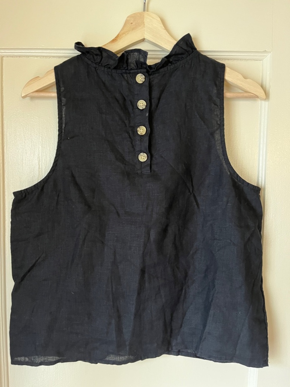 J. Crew Black Ruffle Collar Sleeveless tank